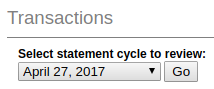 Chase Canada statement cycle dropdown